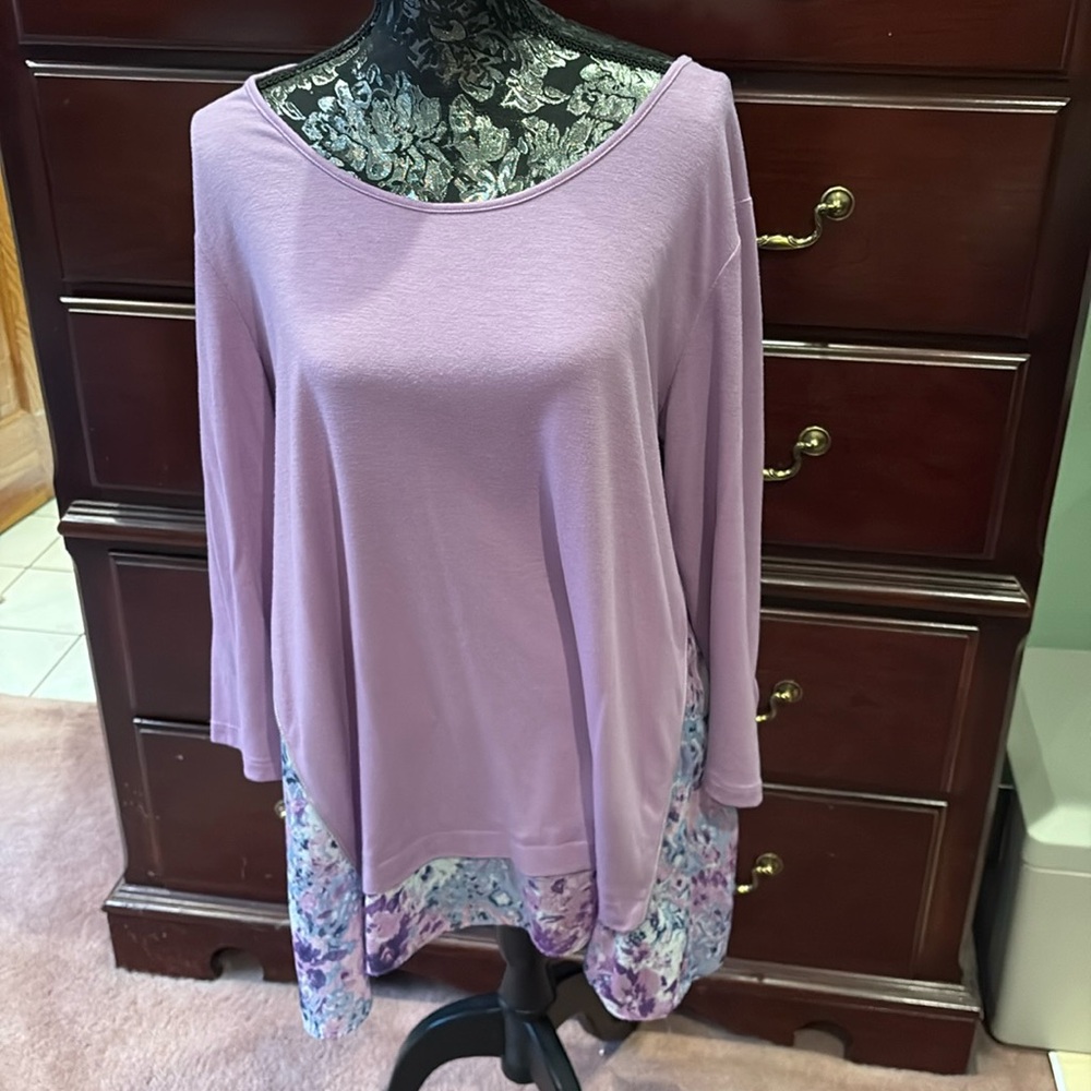 Kate & Mallory Purple Floral Tunic Top XL